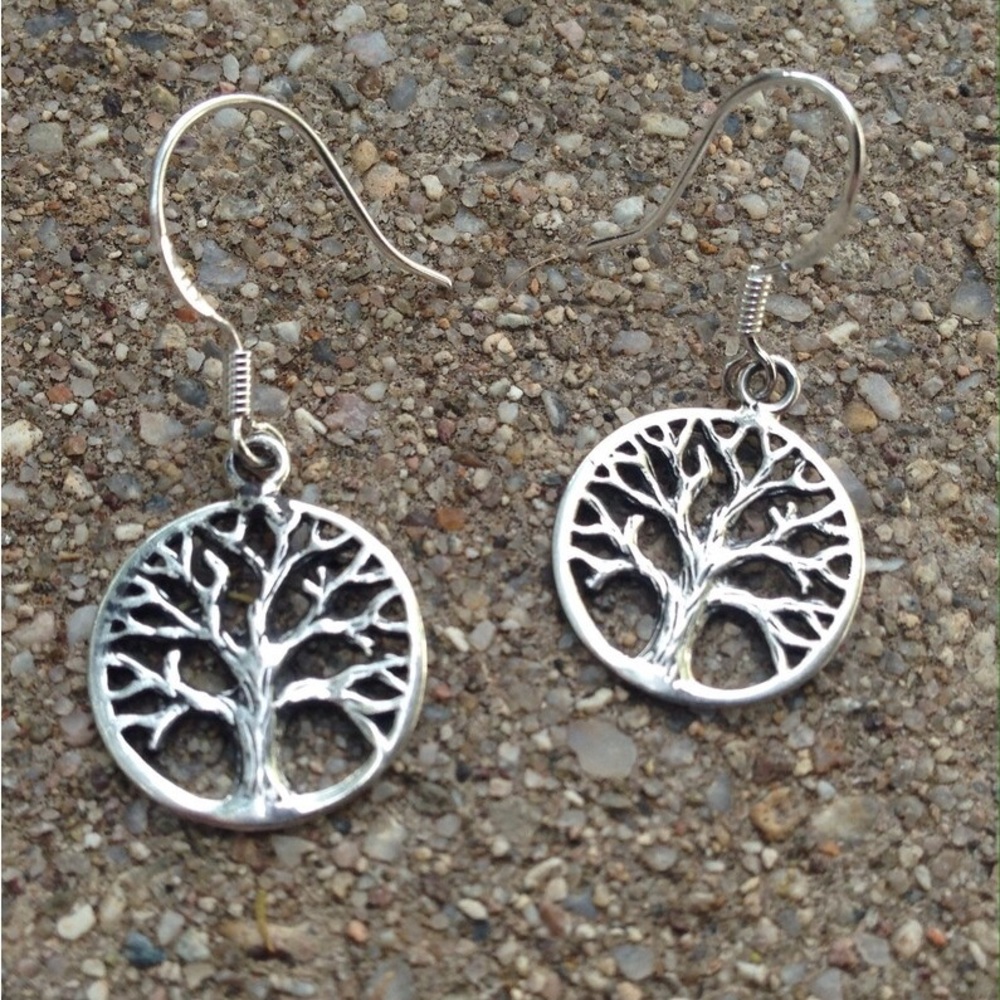 New Woman’s 925 Sterling Silver Tree Of Life Boho Handmade Drop Dangle Earrings - Picture 16 of 16